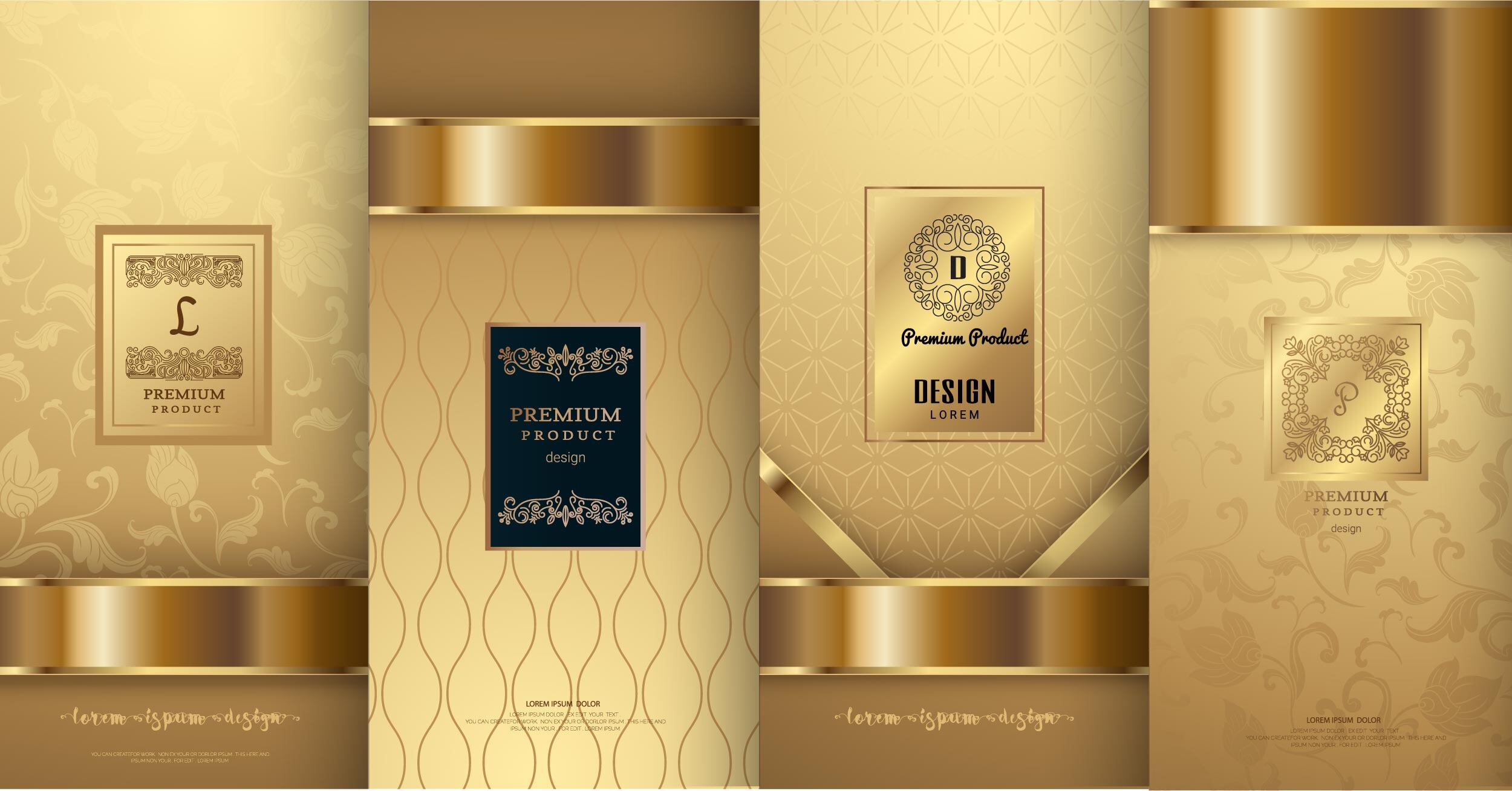 Examples of embellished packaging, including foil stamping, embossing, and specialty inks to make products stand out or appear more luxurious.
