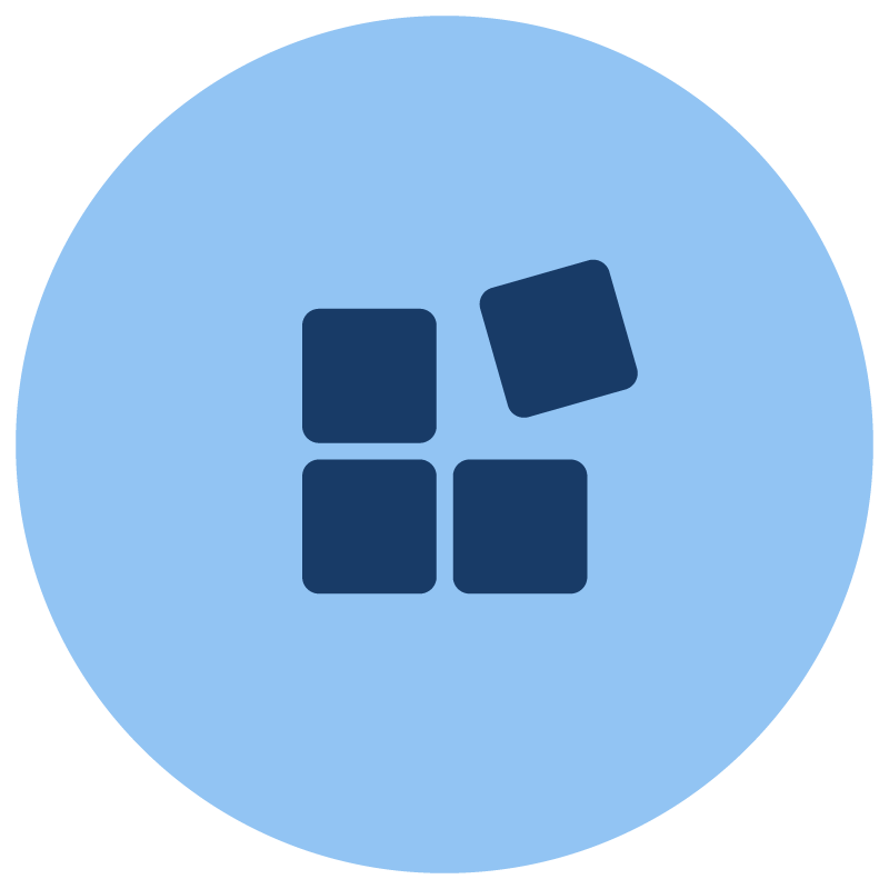 core level icon, 4 building blocks in progress